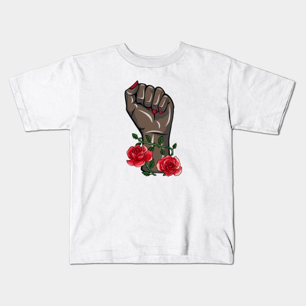 Feminism Fist! Kids T-Shirt by sparkling-in-silence